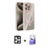 MARSİLYAN™- iPhone 15 Pro Max Kılıf Yadigar Asil Koleksiyonu - Siyah Bilvis 5in1 5D Magic Hayalet Cam Ekran Koruyucu + PVD Metal Kamera Lens - LT