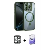 MARSİLYAN™- iPhone 15 Pro Max Kılıf Yadigar Asil Koleksiyonu - Siyah Bilvis 5in1 5D Magic Hayalet Cam Ekran Koruyucu + PVD Metal Kamera Lens - LT