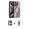 MARSİLYAN™- iPhone 15 Pro Max Kılıf Yadigar Asil Koleksiyonu - Siyah Bilvis Hayalet Cam Ekran Koruyucu + PVD Metal Kamera Lens - GS