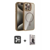 MARSİLYAN™- iPhone 15 Pro Max Kılıf Yadigar Asil Koleksiyonu - Siyah Bilvis Hayalet Cam Ekran Koruyucu + PVD Metal Kamera Lens - GI