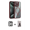 MARSİLYAN™- iPhone 15 Pro Max Kılıf Yadigar Asil Koleksiyonu - Siyah Bilvis Hayalet Cam Ekran Koruyucu + Gümüş PVD Metal Kamera Lens