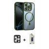 MARSİLYAN™- iPhone 15 Pro Max Kılıf Yadigar Asil Koleksiyonu - Siyah Bilvis Hayalet Cam Ekran Koruyucu + PVD Metal Kamera Lens - LT