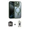 MARSİLYAN™- iPhone 15 Pro Max Kılıf Yadigar Asil Koleksiyonu - Siyah Bilvis Hayalet Cam Ekran Koruyucu + PVD Metal Kamera Lens - TU