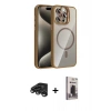 MARSİLYAN™- iPhone 15 Pro Max Kılıf Yadigar Asil Koleksiyonu - Siyah Bilvis Hayalet Cam Ekran Koruyucu + Raze Metal Kamera Lens - TMGI