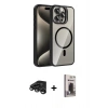 MARSİLYAN™- iPhone 15 Pro Max Kılıf Yadigar Asil Koleksiyonu - Siyah Bilvis Hayalet Cam Ekran Koruyucu + Raze Metal Kamera Lens - TMGI