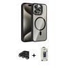MARSİLYAN™- iPhone 15 Pro Max Kılıf Yadigar Asil Koleksiyonu - Siyah Bilvis Hayalet Cam Ekran Koruyucu + Raze Metal Kamera Lens - TMGI