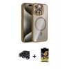 MARSİLYAN™- iPhone 15 Pro Max Kılıf Yadigar Asil Koleksiyonu - Siyah Buffer Cam Ekran Koruyucu + Raze Metal Kamera Lens - LT