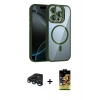 MARSİLYAN™- iPhone 15 Pro Max Kılıf Yadigar Asil Koleksiyonu - Siyah Buffer Cam Ekran Koruyucu + Raze Metal Kamera Lens - LT