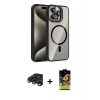 MARSİLYAN™- iPhone 15 Pro Max Kılıf Yadigar Asil Koleksiyonu - Siyah Buffer Cam Ekran Koruyucu + Raze Metal Kamera Lens - LT