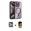 MARSİLYAN™- iPhone 15 Pro Max Kılıf Yadigar Asil Koleksiyonu - Siyah Buffer Cam Ekran Koruyucu + PVD Metal Kamera Lens - LT