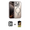 MARSİLYAN™- iPhone 15 Pro Max Kılıf Yadigar Asil Koleksiyonu - Siyah Buffer Cam Ekran Koruyucu + PVD Metal Kamera Lens - LT