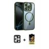 MARSİLYAN™- iPhone 15 Pro Max Kılıf Yadigar Asil Koleksiyonu - Siyah Buffer Cam Ekran Koruyucu + PVD Metal Kamera Lens - LT