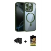 MARSİLYAN™- iPhone 15 Pro Max Kılıf Yadigar Asil Koleksiyonu - Siyah Buffer Cam Ekran Koruyucu + Raze Metal Kamera Lens - SH