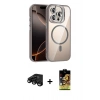 MARSİLYAN™- iPhone 15 Pro Max Kılıf Yadigar Asil Koleksiyonu - Siyah Buffer Cam Ekran Koruyucu + Raze Metal Kamera Lens - SH