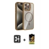 MARSİLYAN™- iPhone 15 Pro Max Kılıf Yadigar Asil Koleksiyonu - Siyah Buffer Cam Ekran Koruyucu + Siyah PVD Metal Kamera Lens