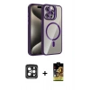 MARSİLYAN™- iPhone 15 Pro Max Kılıf Yadigar Asil Koleksiyonu - Siyah Buffer Cam Ekran Koruyucu + Siyah PVD Metal Kamera Lens
