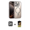 MARSİLYAN™- iPhone 15 Pro Max Kılıf Yadigar Asil Koleksiyonu - Siyah Buffer Cam Ekran Koruyucu + Siyah PVD Metal Kamera Lens