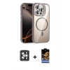 MARSİLYAN™- iPhone 15 Pro Max Kılıf Yadigar Asil Koleksiyonu - Siyah Buffer Hayalet Cam Ekran Koruyucu + PVD Metal Kamera Lens - GI