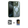 MARSİLYAN™- iPhone 15 Pro Max Kılıf Yadigar Asil Koleksiyonu - Siyah Buffer Hayalet Cam Ekran Koruyucu + PVD Metal Kamera Lens - LT