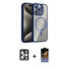 MARSİLYAN™- iPhone 15 Pro Max Kılıf Yadigar Asil Koleksiyonu - Siyah Buffer Hayalet Cam Ekran Koruyucu + PVD Metal Kamera Lens - LT