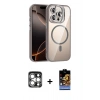 MARSİLYAN™- iPhone 15 Pro Max Kılıf Yadigar Asil Koleksiyonu - Siyah Buffer Hayalet Cam Ekran Koruyucu + PVD Metal Kamera Lens - GS