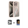 MARSİLYAN™- iPhone 15 Pro Max Kılıf Yadigar Asil Koleksiyonu - Siyah Buffer Hayalet Cam Ekran Koruyucu + PVD Metal Kamera Lens - GS