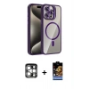 MARSİLYAN™- iPhone 15 Pro Max Kılıf Yadigar Asil Koleksiyonu - Siyah Buffer Hayalet Cam Ekran Koruyucu + PVD Metal Kamera Lens - GS