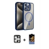 MARSİLYAN™- iPhone 15 Pro Max Kılıf Yadigar Asil Koleksiyonu - Siyah Buffer Hayalet Cam Ekran Koruyucu + PVD Metal Kamera Lens - GS