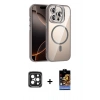 MARSİLYAN™- iPhone 15 Pro Max Kılıf Yadigar Asil Koleksiyonu - Siyah Buffer Hayalet Cam Ekran Koruyucu + PVD Metal Kamera Lens - SH
