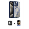 MARSİLYAN™- iPhone 15 Pro Max Kılıf Yadigar Asil Koleksiyonu - Siyah Buffer Hayalet Cam Ekran Koruyucu + PVD Metal Kamera Lens - SH