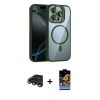 MARSİLYAN™- iPhone 15 Pro Max Kılıf Yadigar Asil Koleksiyonu - Siyah Buffer Hayalet Cam Ekran Koruyucu + Raze Metal Kamera Lens - TMGI