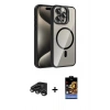 MARSİLYAN™- iPhone 15 Pro Max Kılıf Yadigar Asil Koleksiyonu - Siyah Buffer Hayalet Cam Ekran Koruyucu + Raze Metal Kamera Lens - TMGI