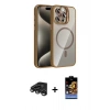MARSİLYAN™- iPhone 15 Pro Max Kılıf Yadigar Asil Koleksiyonu - Siyah Buffer Hayalet Cam Ekran Koruyucu + Raze Metal Kamera Lens - TMGI