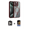 MARSİLYAN™- iPhone 15 Pro Max Kılıf Yadigar Asil Koleksiyonu - Siyah Buffer Hayalet Cam Ekran Koruyucu + Turuncu PVD Metal Kamera Lens
