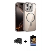 MARSİLYAN™- iPhone 15 Pro Max Kılıf Yadigar Asil Koleksiyonu - Siyah Buffer Hayalet Cam Ekran Koruyucu + Raze Metal Kamera Lens - TMGI