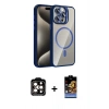 MARSİLYAN™- iPhone 15 Pro Max Kılıf Yadigar Asil Koleksiyonu - Siyah Buffer Hayalet Cam Ekran Koruyucu + Turuncu PVD Metal Kamera Lens
