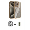 MARSİLYAN™- iPhone 15 Pro Max Kılıf Yadigar Asil Koleksiyonu - Siyah Joko Magic 5D Hayalet Cam + PVD Metal Kamera Lens - GS