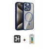 MARSİLYAN™- iPhone 15 Pro Max Kılıf Yadigar Asil Koleksiyonu - Siyah Polymer Nano Ekran Koruyucu + Gri PVD Metal Kamera Lens