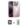 MARSİLYAN™- iPhone 15 Pro Max Kılıf Yadigar Asil Koleksiyonu - Siyah Polymer Nano Ekran Koruyucu + Gri PVD Metal Kamera Lens