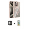 MARSİLYAN™- iPhone 15 Pro Max Kılıf Yadigar Asil Koleksiyonu - Siyah Polymer Nano Ekran Koruyucu + Gri PVD Metal Kamera Lens