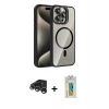 MARSİLYAN™- iPhone 15 Pro Max Kılıf Yadigar Asil Koleksiyonu - Siyah Polymer Nano Ekran Koruyucu + Raze Metal Kamera Lens - GS