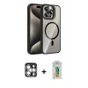 MARSİLYAN™- iPhone 15 Pro Max Kılıf Yadigar Asil Koleksiyonu - Siyah Polymer Nano Ekran Koruyucu + PVD Metal Kamera Lens - GS