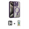 MARSİLYAN™- iPhone 15 Pro Max Kılıf Yadigar Asil Koleksiyonu - Siyah Polymer Nano Ekran Koruyucu + PVD Metal Kamera Lens - GS