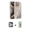 MARSİLYAN™- iPhone 15 Pro Max Kılıf Yadigar Asil Koleksiyonu - Siyah Polymer Nano Ekran Koruyucu + PVD Metal Kamera Lens - GS