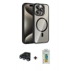 MARSİLYAN™- iPhone 15 Pro Max Kılıf Yadigar Asil Koleksiyonu - Siyah Polymer Nano Ekran Koruyucu + Raze Metal Kamera Lens - LT