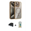 MARSİLYAN™- iPhone 15 Pro Max Kılıf Yadigar Asil Koleksiyonu - Siyah Polymer Nano Ekran Koruyucu + Raze Metal Kamera Lens - LT