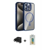 MARSİLYAN™- iPhone 15 Pro Max Kılıf Yadigar Asil Koleksiyonu - Siyah Polymer Nano Ekran Koruyucu + Raze Metal Kamera Lens - SH
