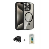 MARSİLYAN™- iPhone 15 Pro Max Kılıf Yadigar Asil Koleksiyonu - Siyah Polymer Nano Ekran Koruyucu + Raze Metal Kamera Lens - SH