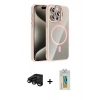 MARSİLYAN™- iPhone 15 Pro Max Kılıf Yadigar Asil Koleksiyonu - Siyah Polymer Nano Ekran Koruyucu + Raze Metal Kamera Lens - SH