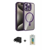 MARSİLYAN™- iPhone 15 Pro Max Kılıf Yadigar Asil Koleksiyonu - Siyah Polymer Nano Ekran Koruyucu + Raze Metal Kamera Lens - SH